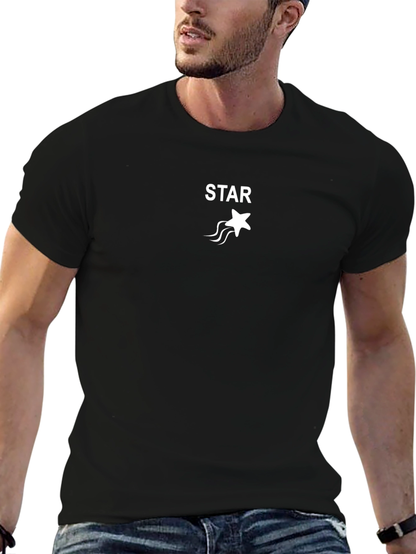 Black Star Graphic Tee - Mens Short Sleeve Casual Shirt