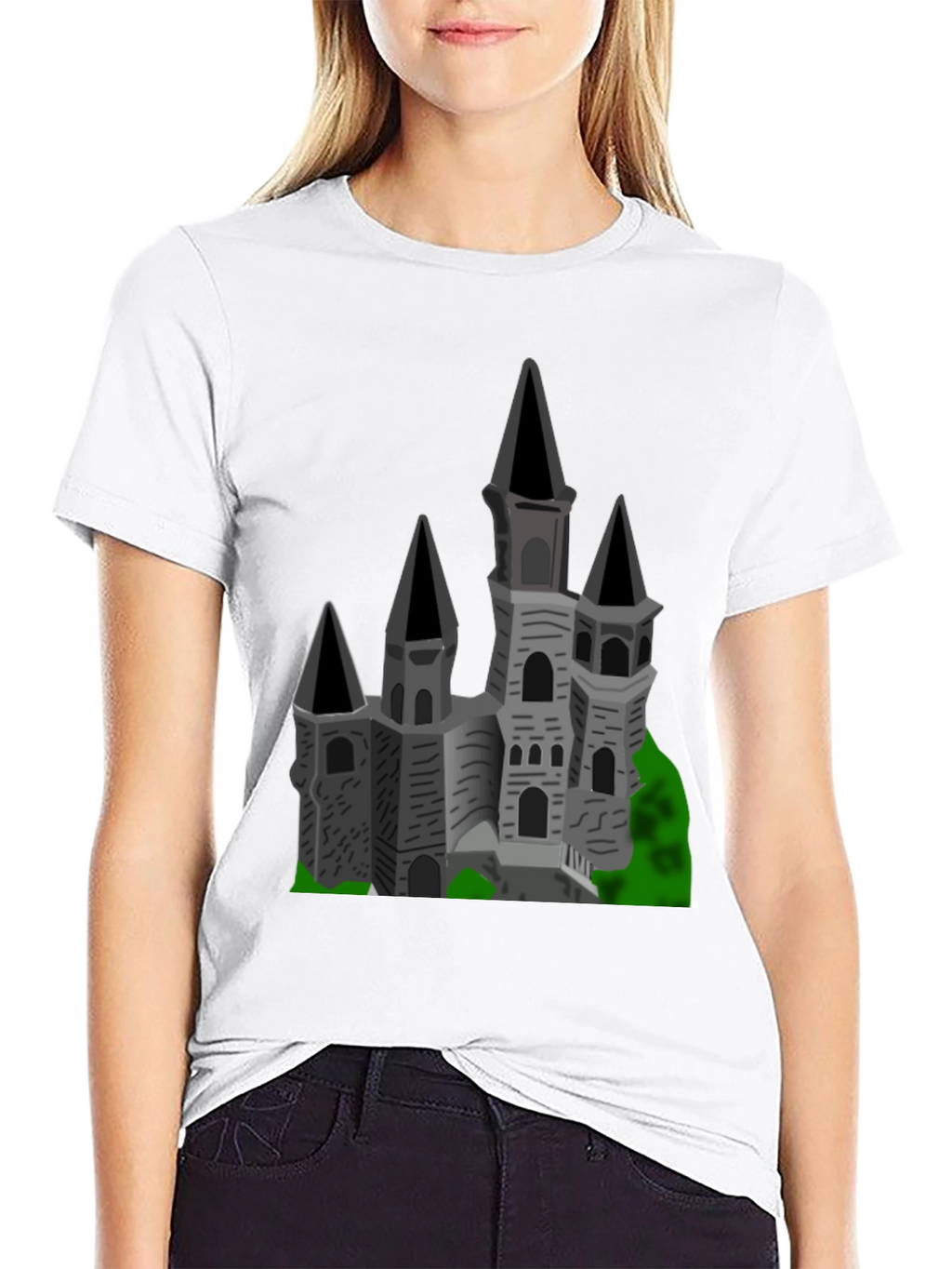 Gothic Castle Graphic Tee - Black Cotton T-Shirt
