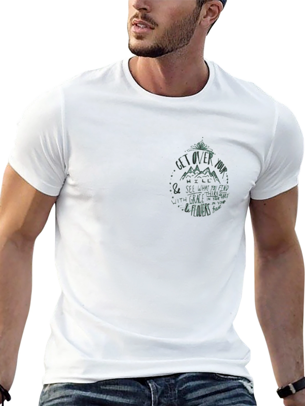 Motivational Graphic Print Crew Neck T-Shirt