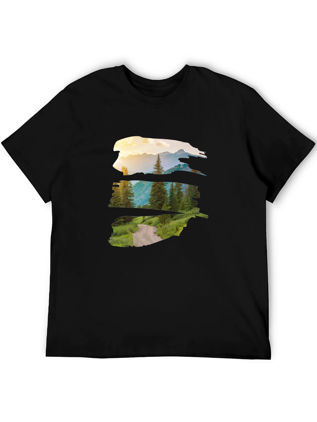 Nature Vista Graphic Tee - Black Crew Neck