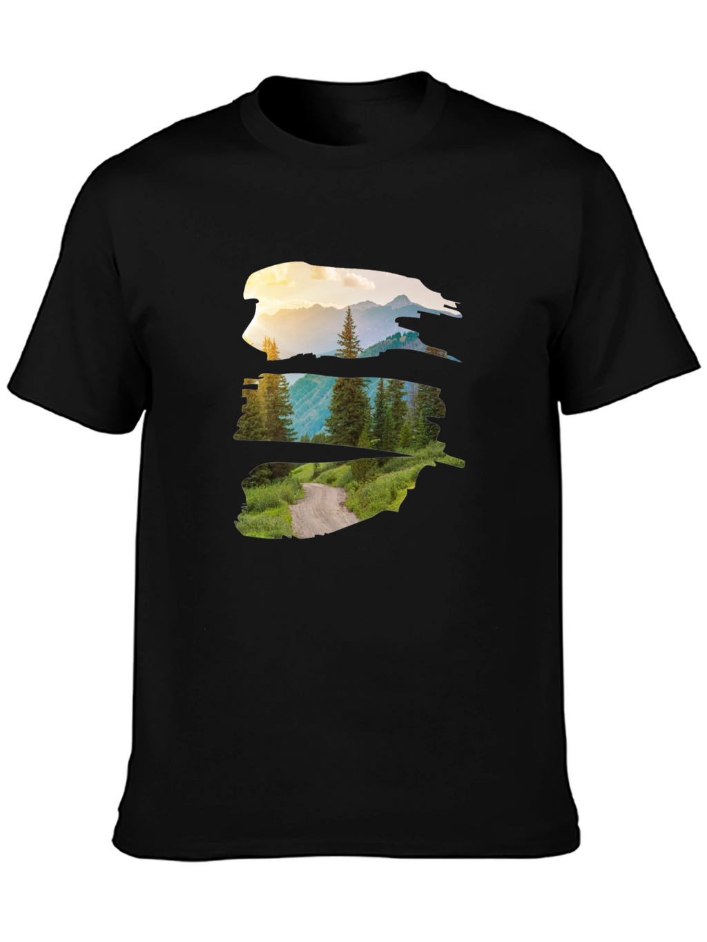 Nature Vista Graphic Tee - Black Crew Neck