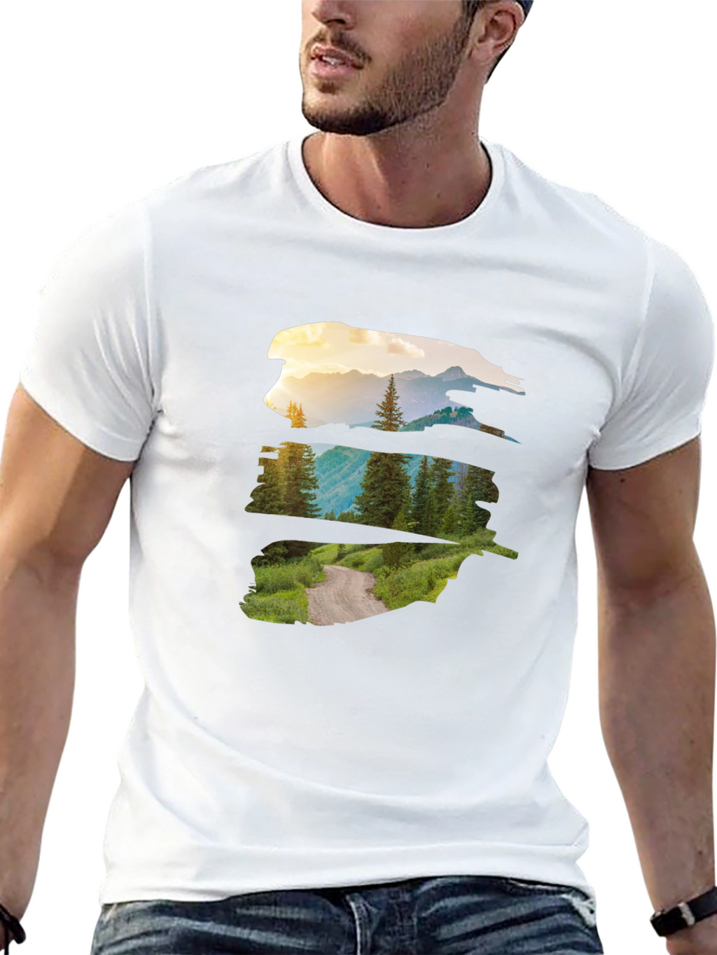 Nature Vista Graphic Tee - Black Crew Neck