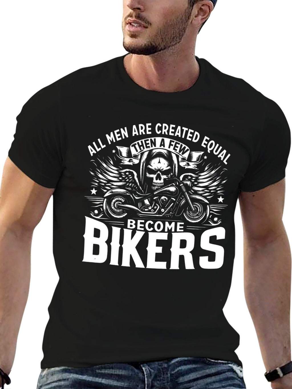 Mens Biker T-Shirt - All Men are Created Equal
