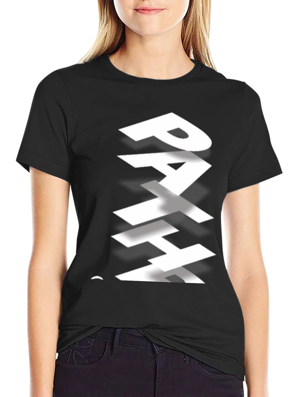 Stylish Path Graphic Print Black T-Shirt