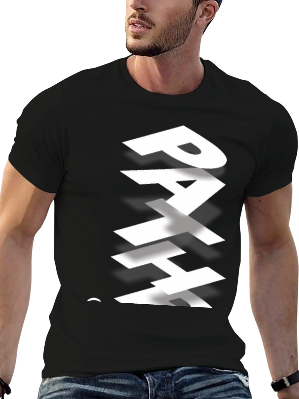 Stylish Path Graphic Print Black T-Shirt