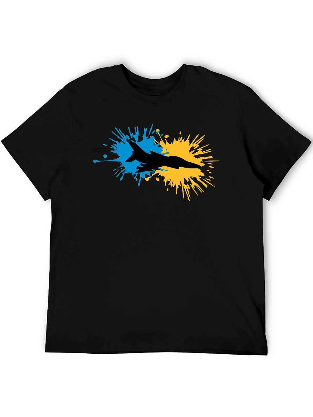 Ukraine Fighter Jet Splash T-Shirt - Black