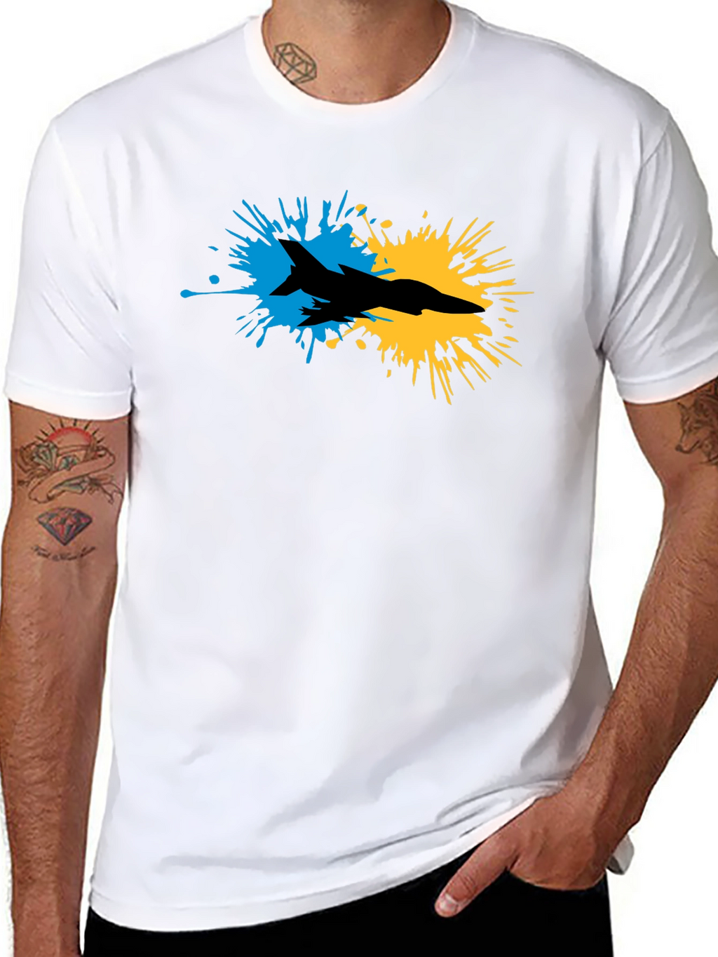 Ukraine Fighter Jet Splash T-Shirt - Black