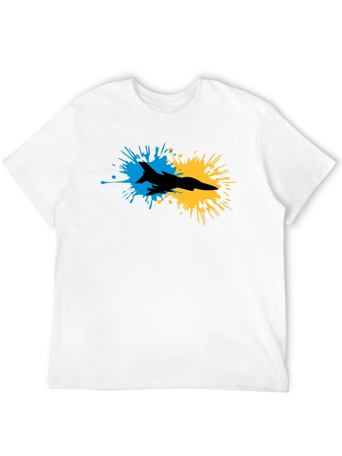 Ukraine Fighter Jet Splash T-Shirt - Black