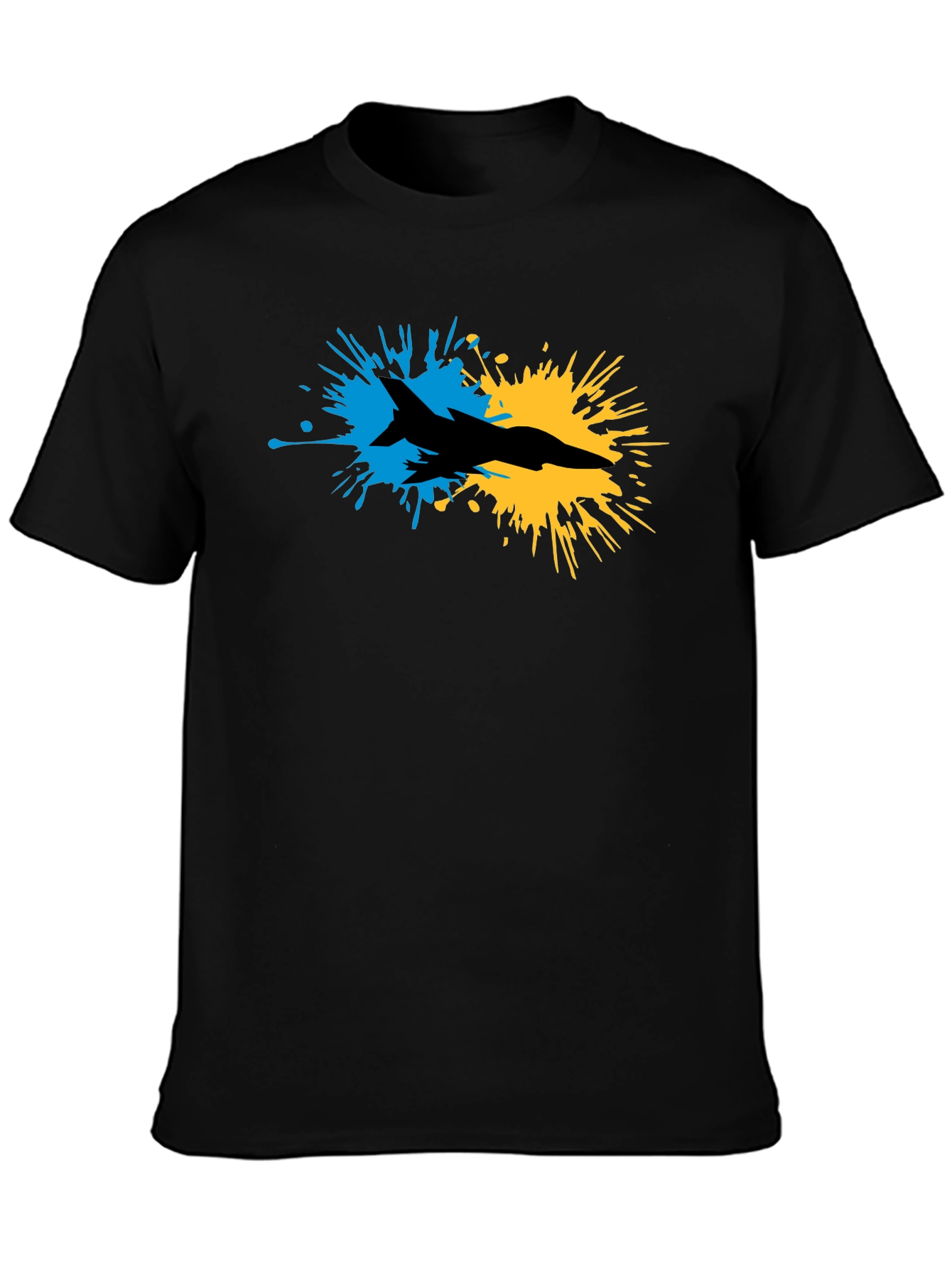 Ukraine Fighter Jet Splash T-Shirt - Black