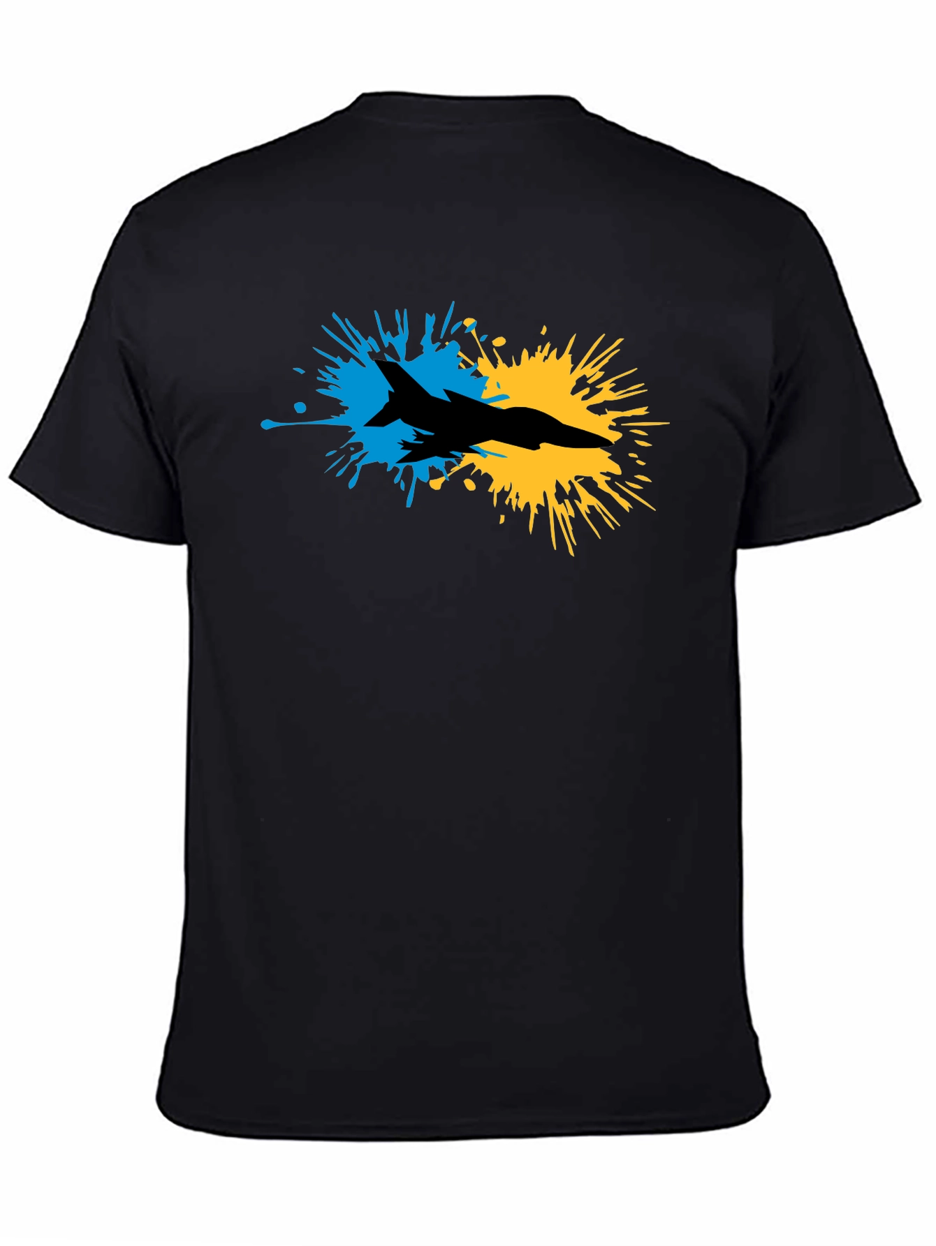 Ukraine Fighter Jet Splash T-Shirt - Black