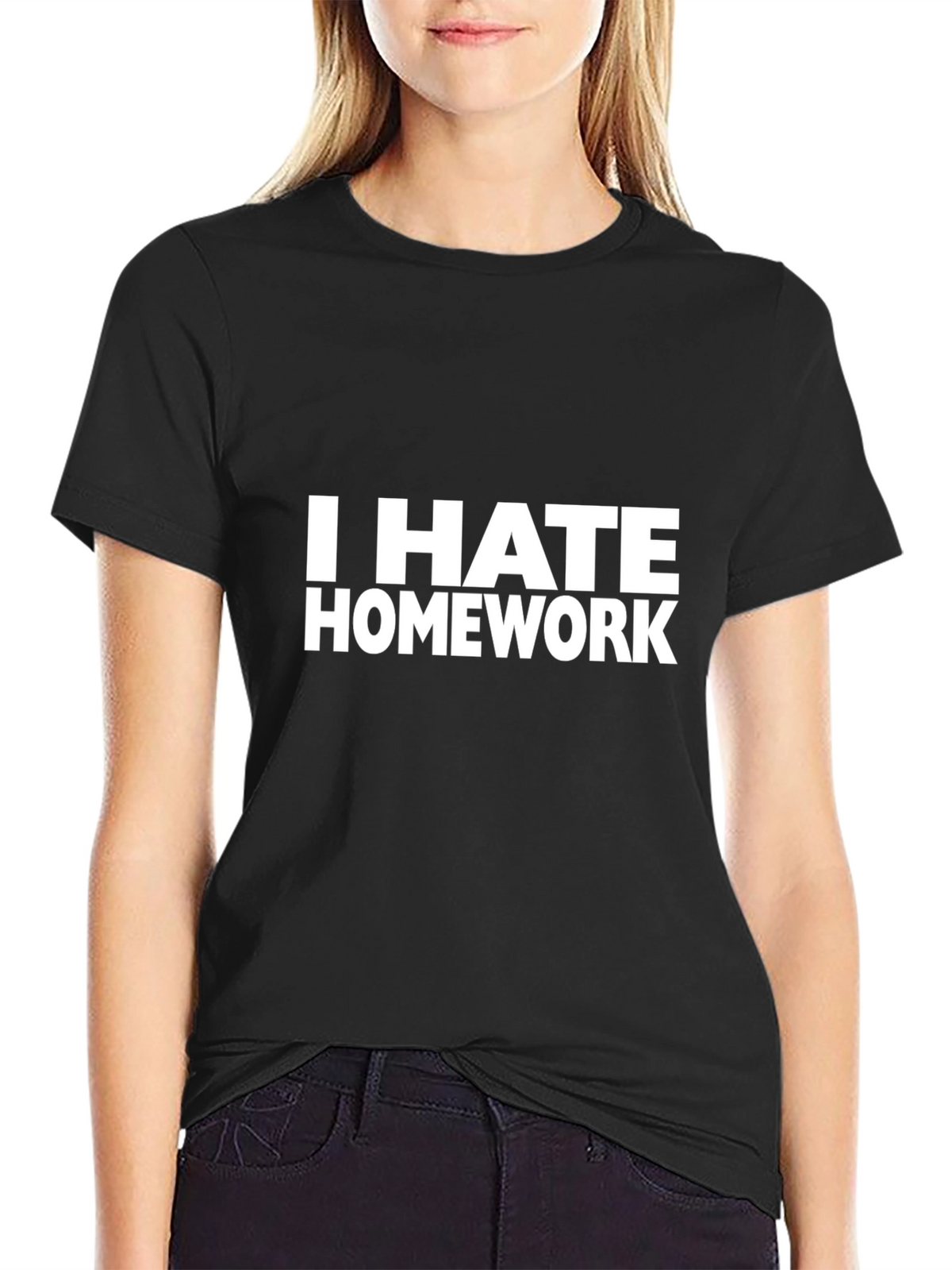 I Hate Homework Graphic Tee - Black Cotton T-Shirt
