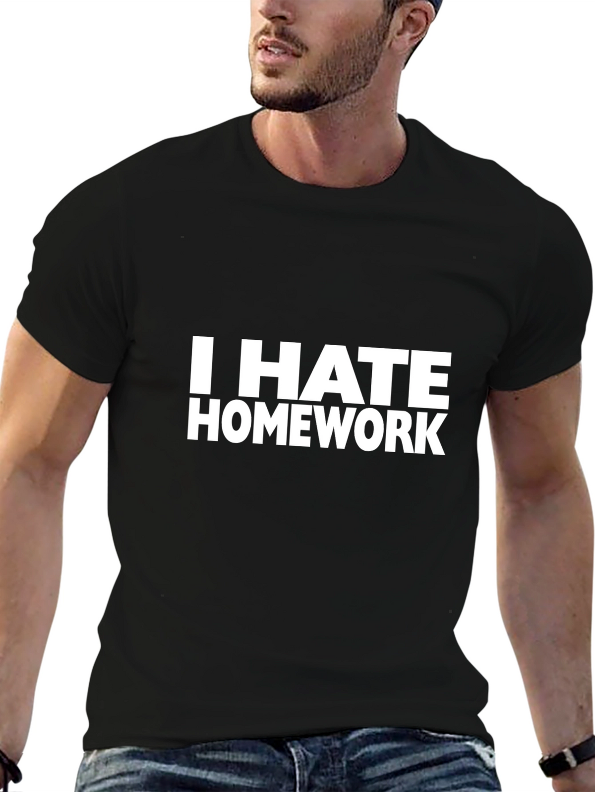 I Hate Homework Graphic Tee - Black Cotton T-Shirt