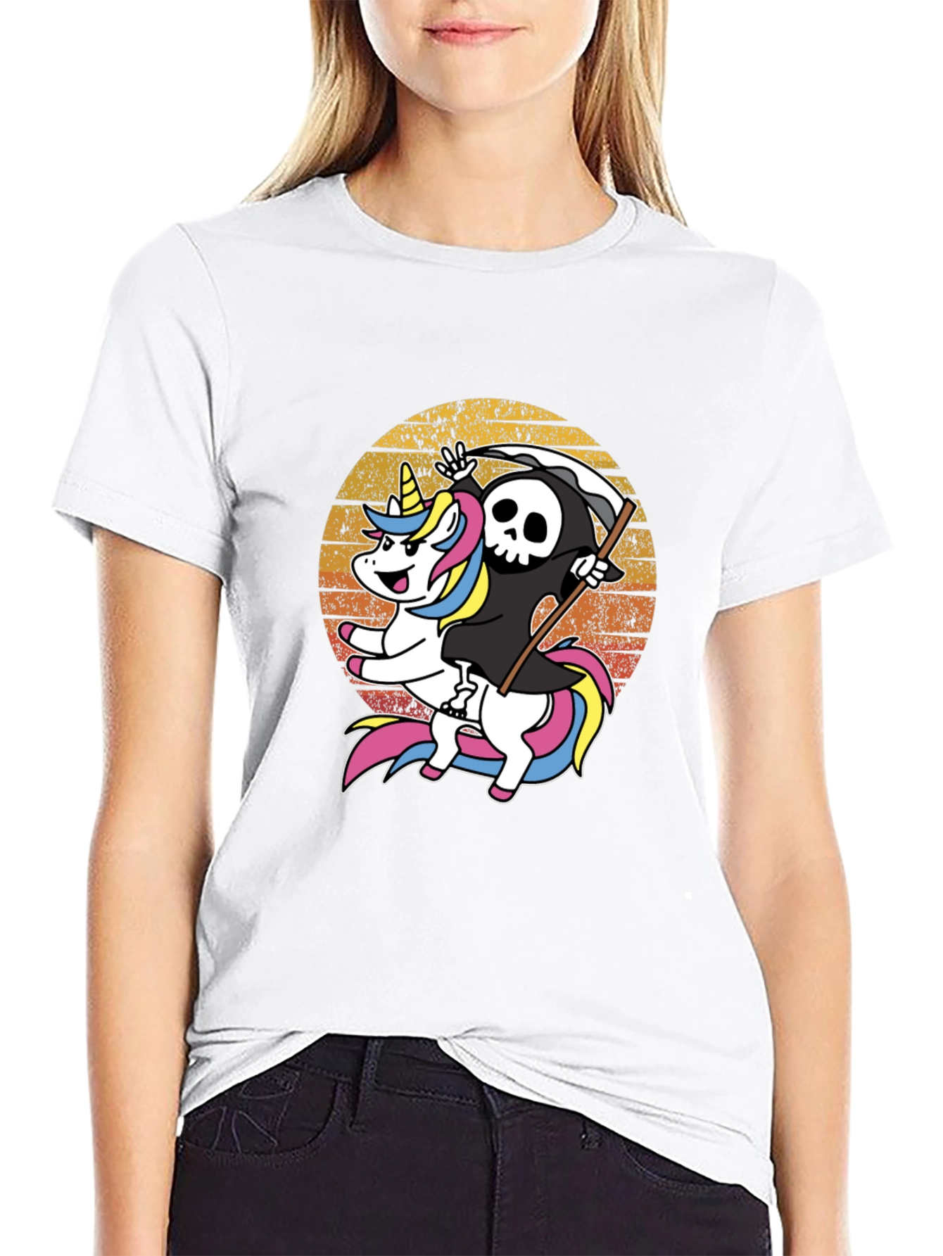 Grim Reaper Unicorn T-Shirt: Ride into the Afterlife