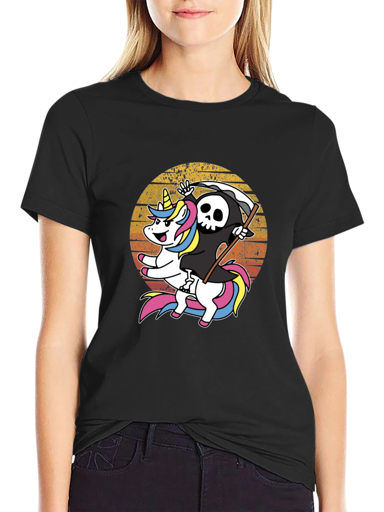 Grim Reaper Unicorn T-Shirt: Ride into the Afterlife
