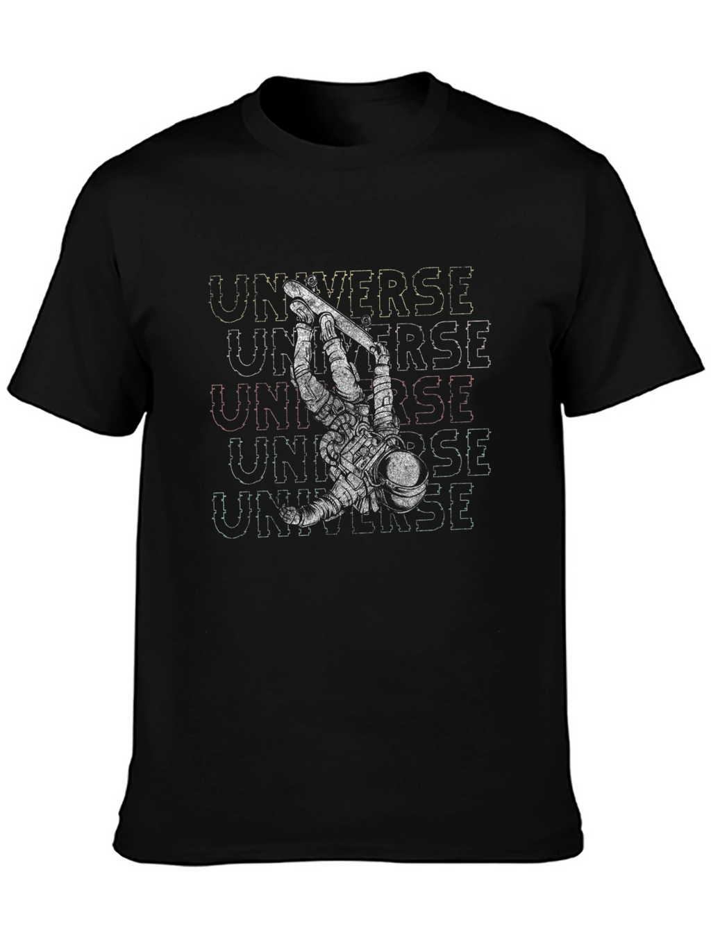 Astronaut Universe Black Graphic T-Shirt