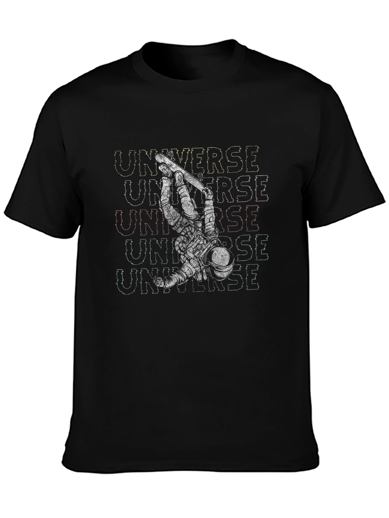 Astronaut Universe Black Graphic T-Shirt