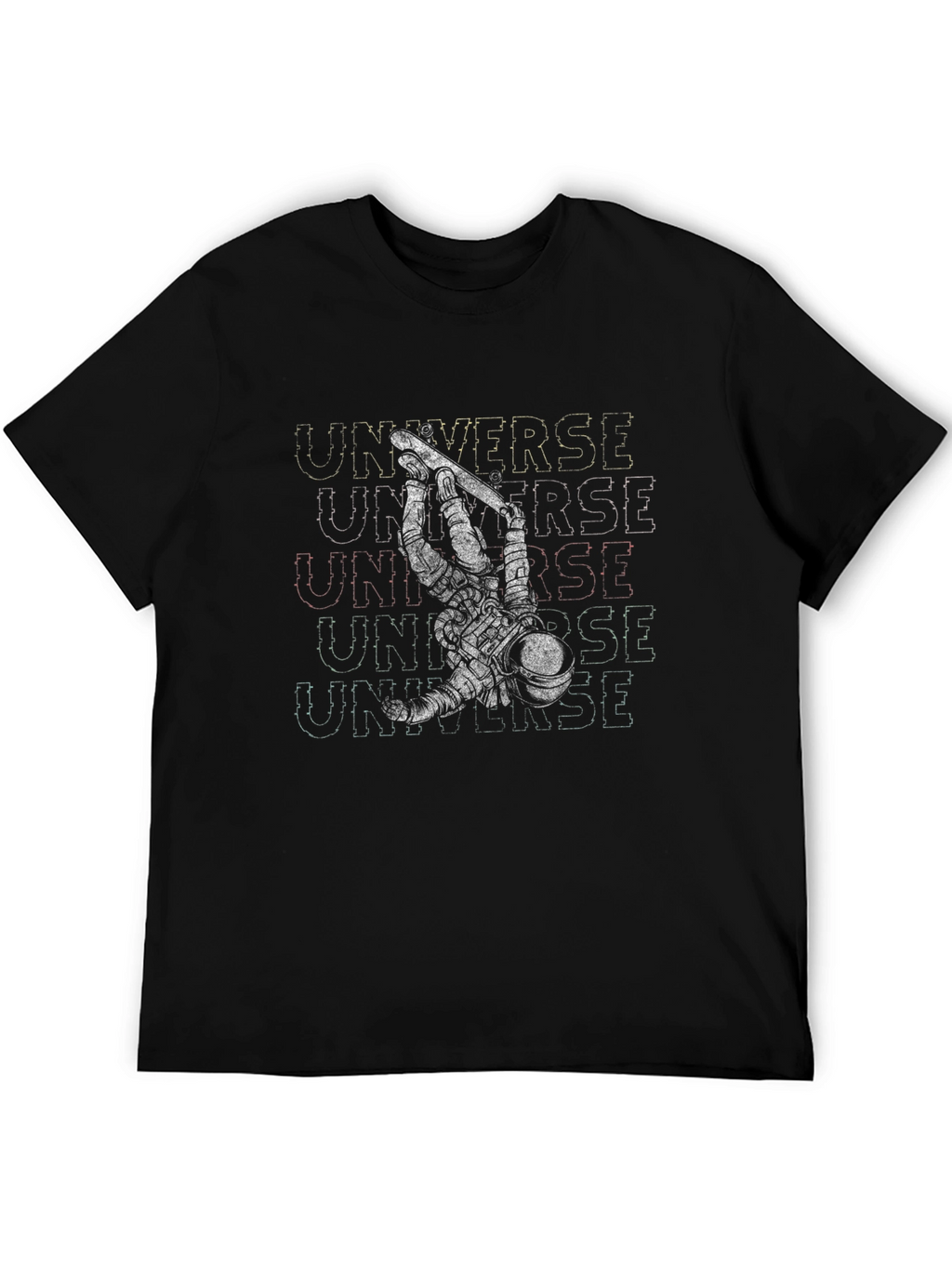 Astronaut Universe Black Graphic T-Shirt