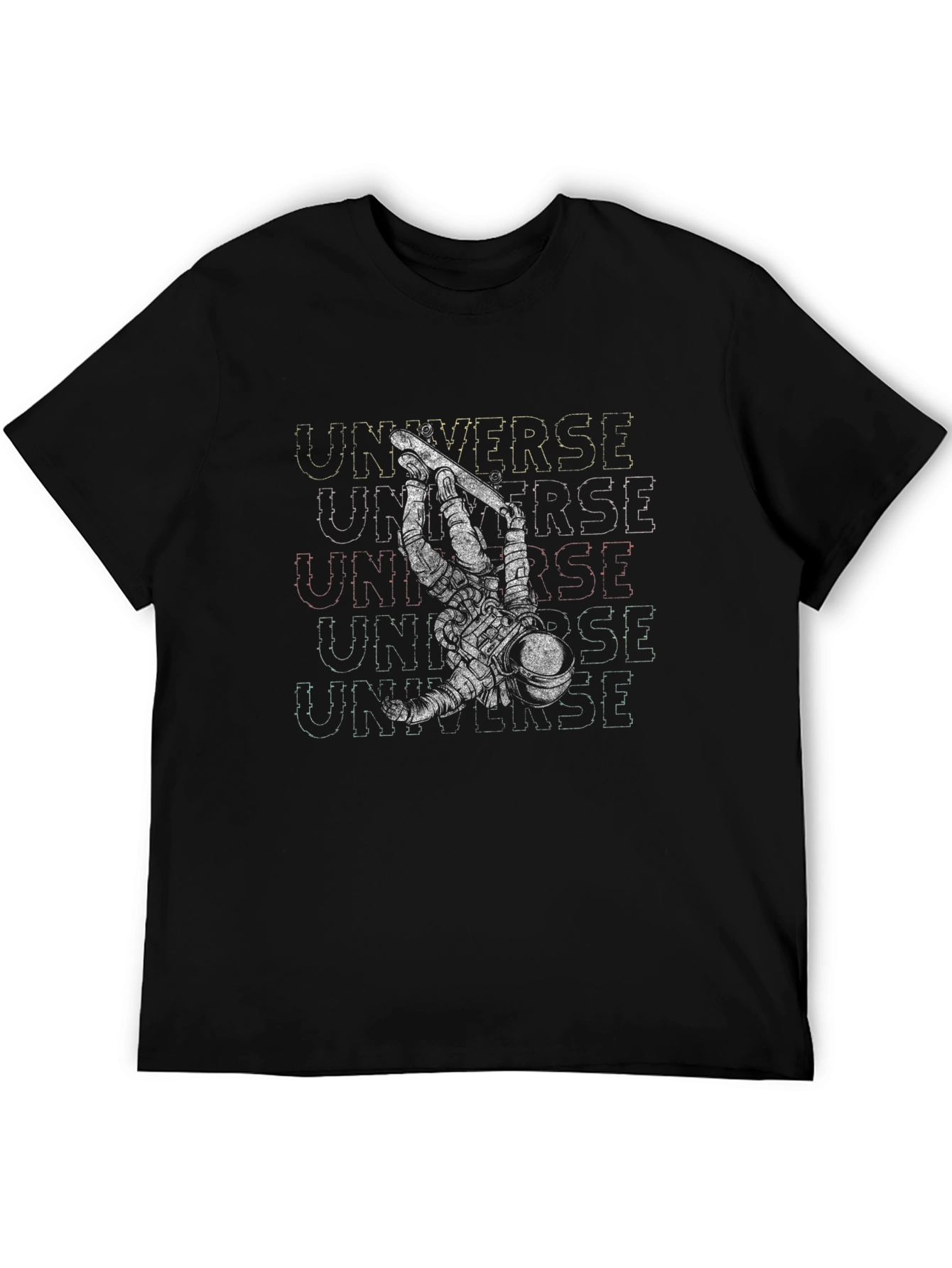 Astronaut Universe Black Graphic T-Shirt