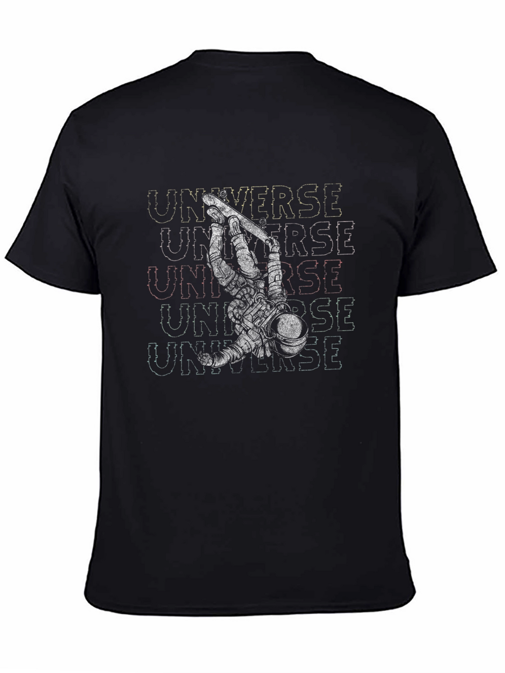 Astronaut Universe Black Graphic T-Shirt