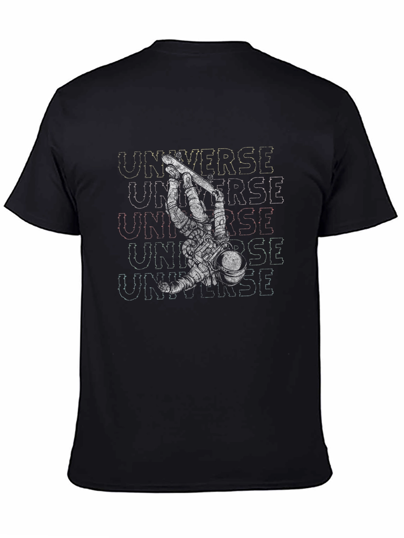 Astronaut Universe Black Graphic T-Shirt
