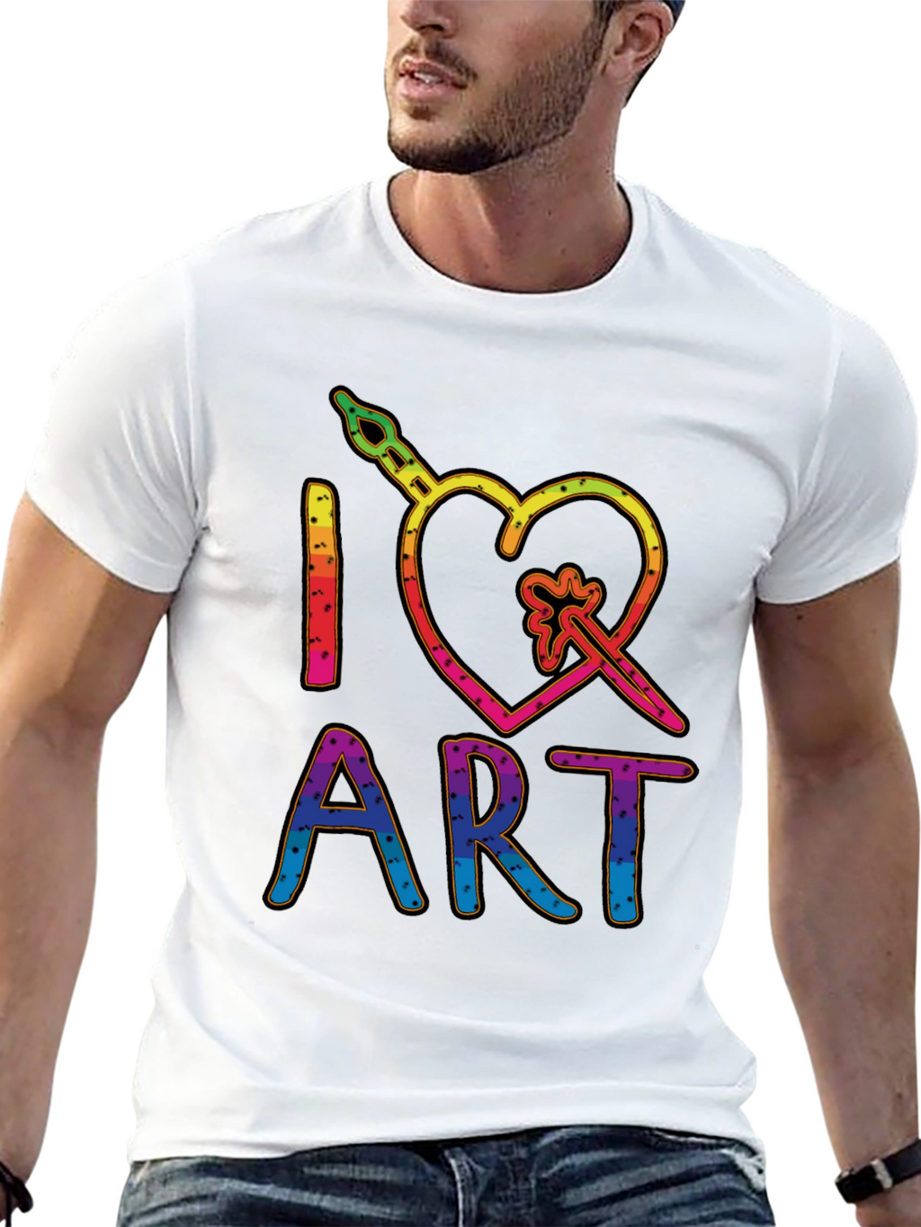 I Heart Art Graphic T-Shirt - Rainbow Design
