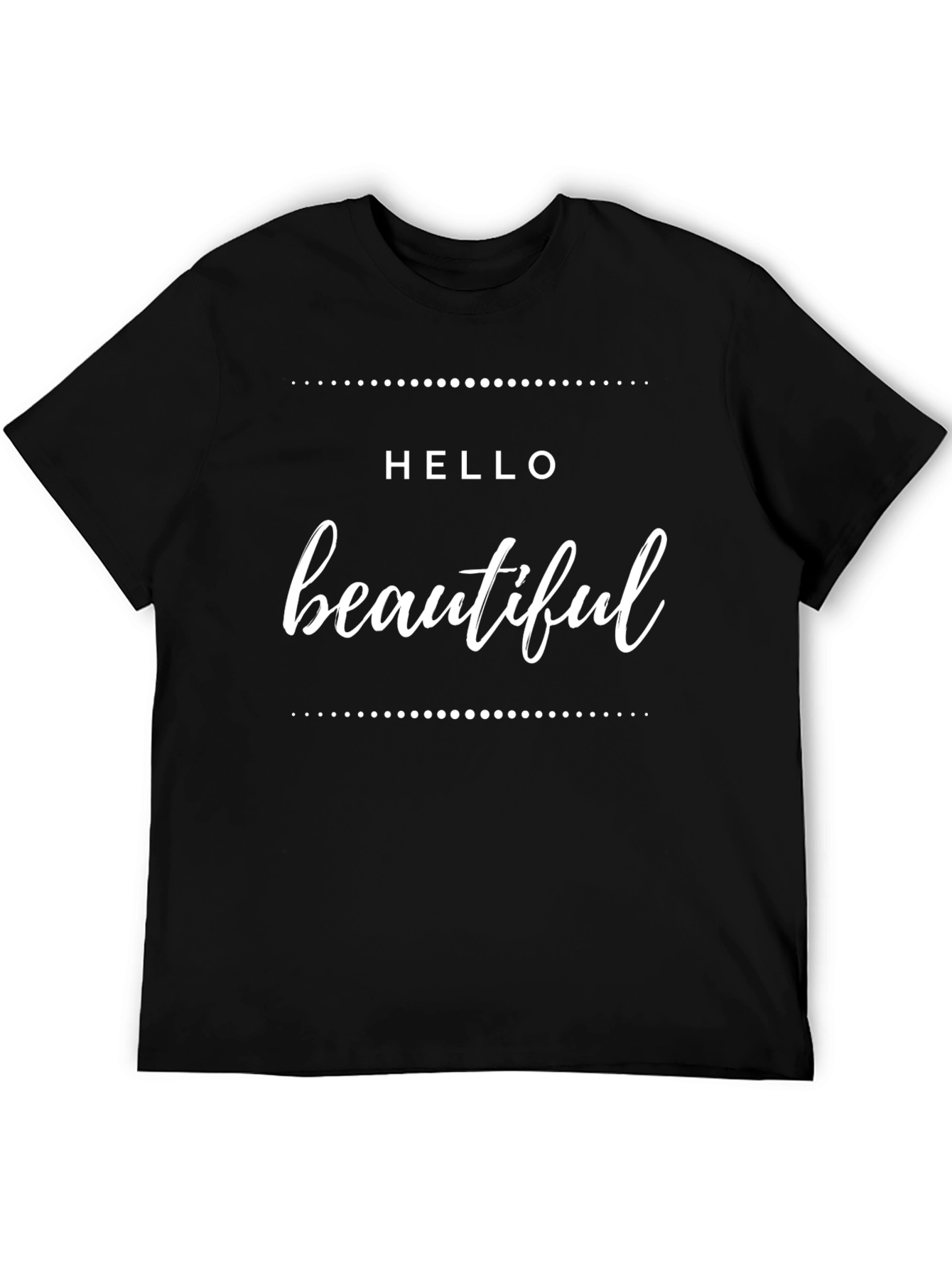 Hello Beautiful Graphic Tee - Soft Black Cotton