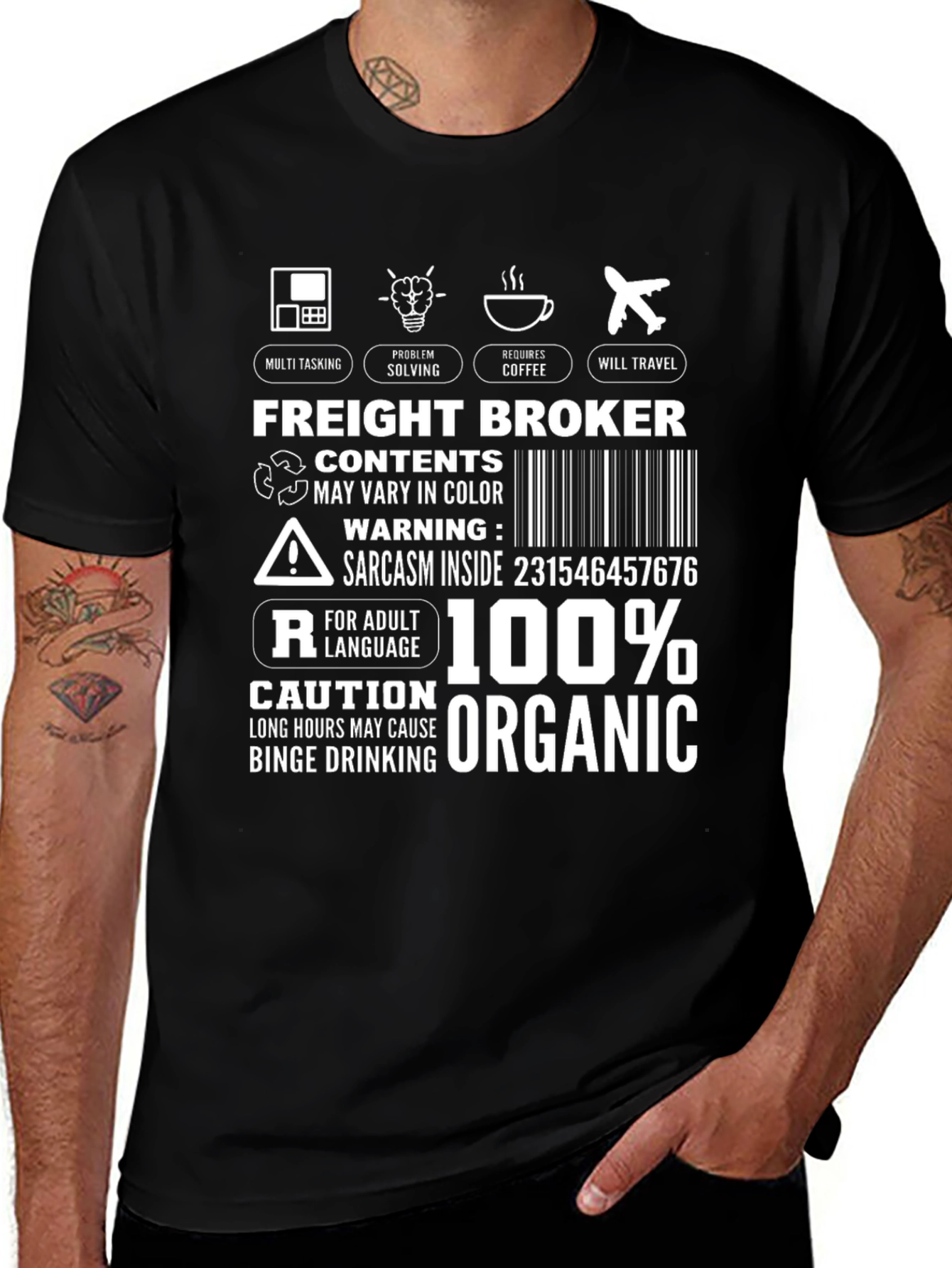 Freight Broker T-Shirt: Multi-Tasking Coffee Travel Organic