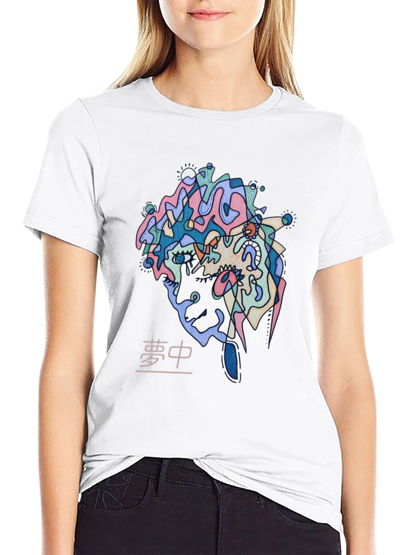 Abstract Face Graphic Print T-Shirt