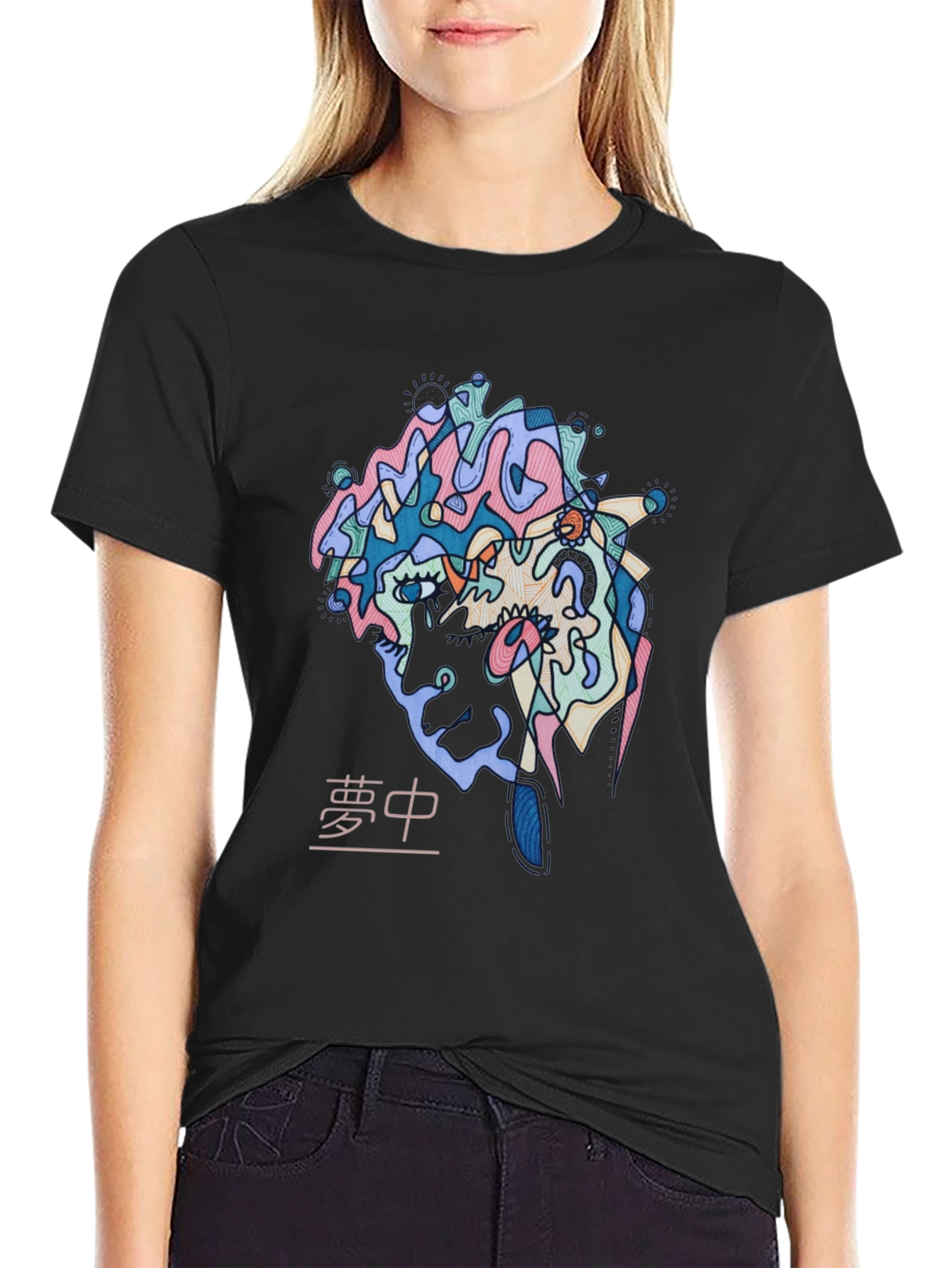 Abstract Face Graphic Print T-Shirt