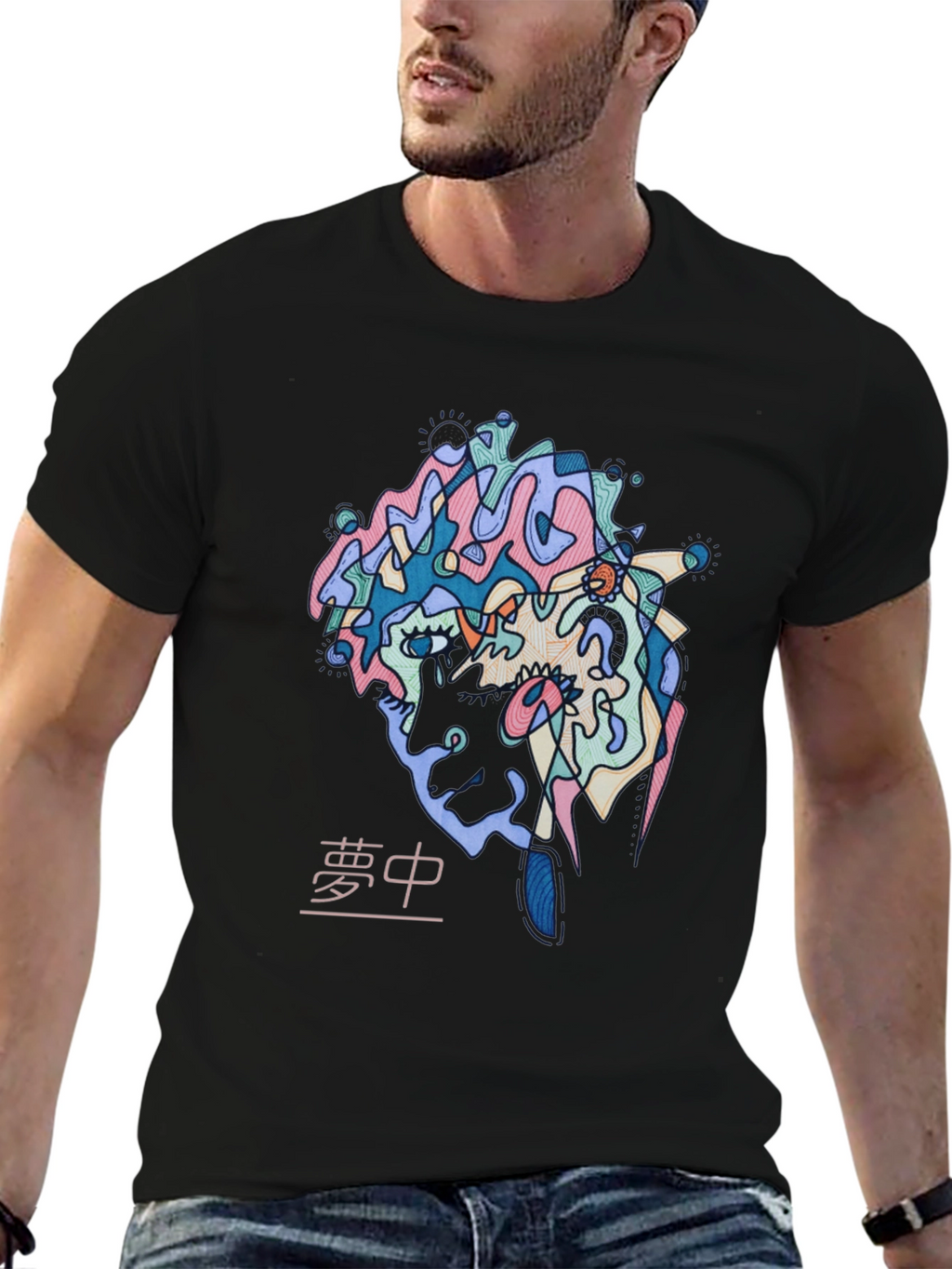 Abstract Face Graphic Print T-Shirt