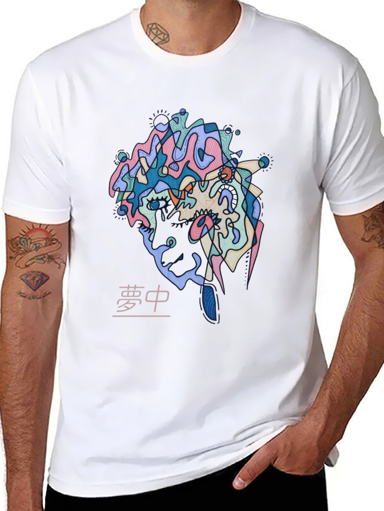 Abstract Face Graphic Print T-Shirt