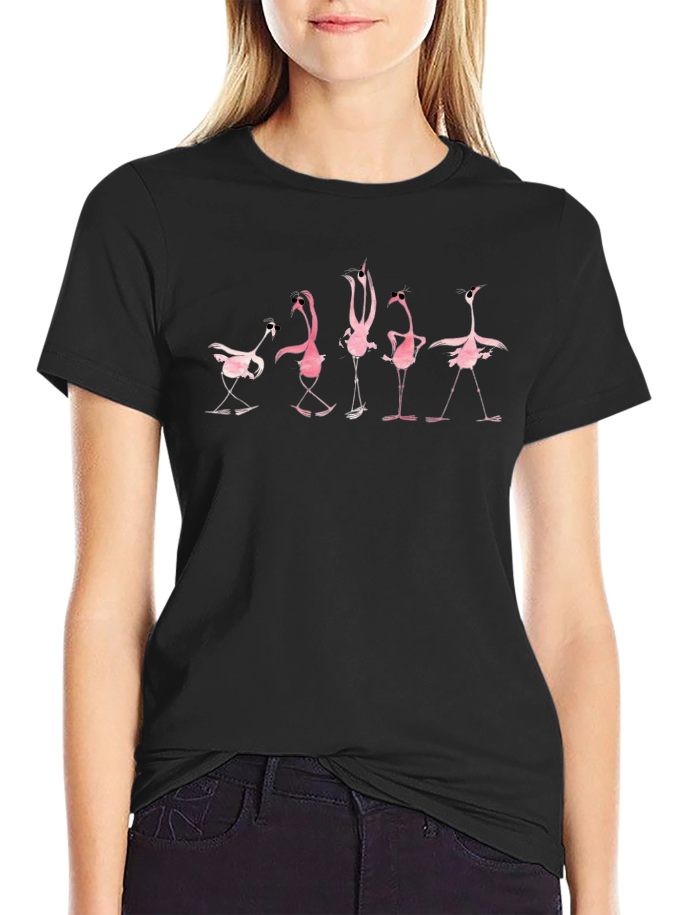 Funky Flamingo Black T-Shirt