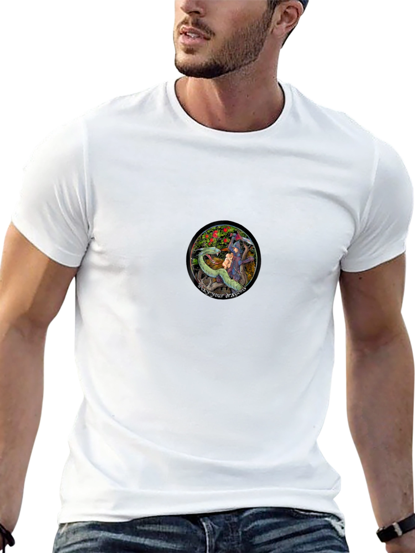 Dragon Slayer Graphic Tee - Black Cotton Comfort