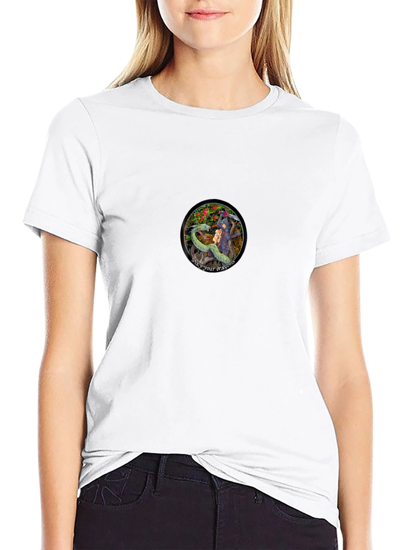 Dragon Slayer Graphic Tee - Black Cotton Comfort