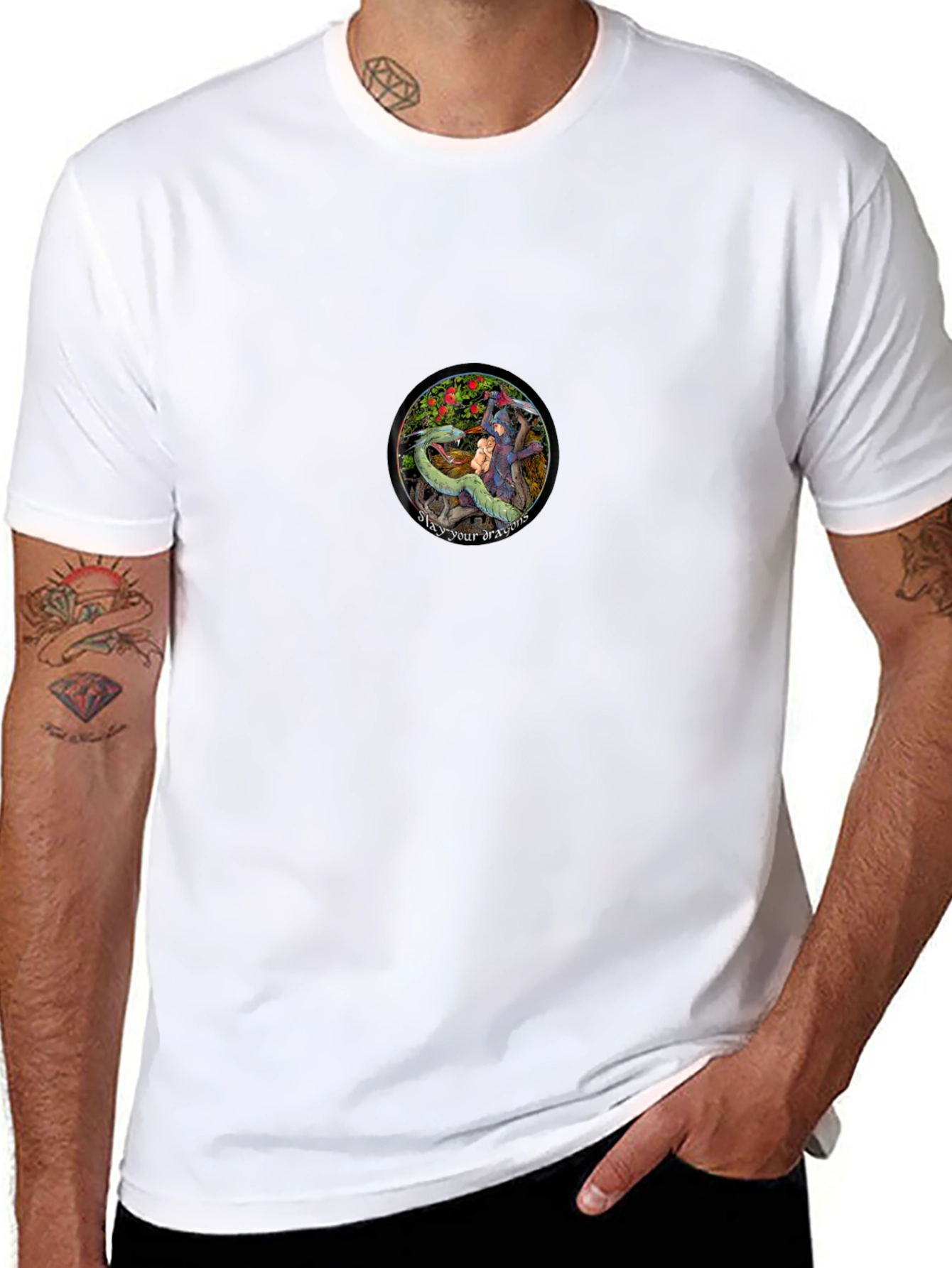 Dragon Slayer Graphic Tee - Black Cotton Comfort