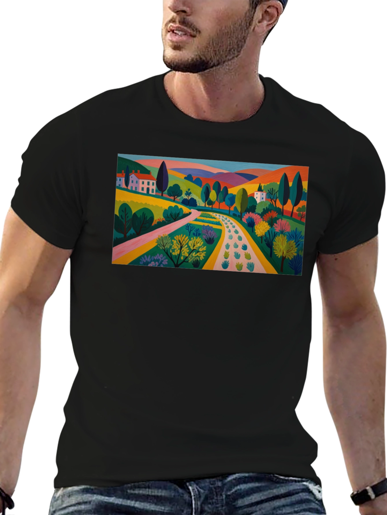 Colorful Landscape Graphic T-Shirt