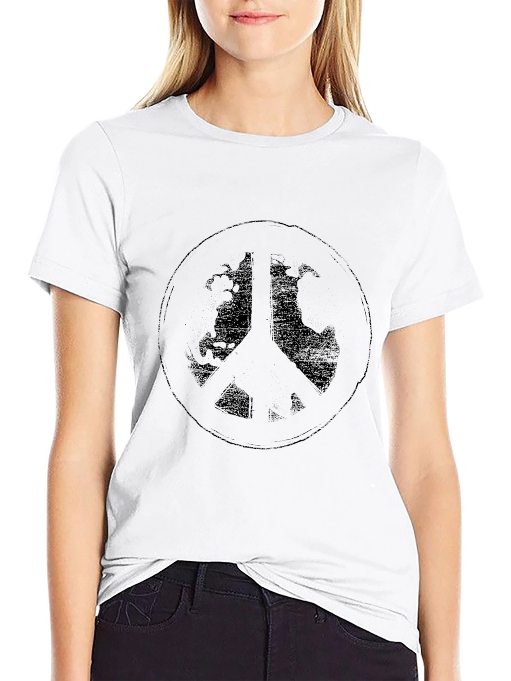 Peace Sign Graphic Tee - Black T-Shirt