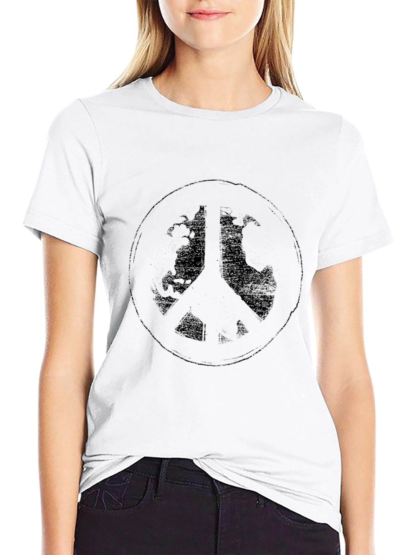 Peace Sign Graphic Tee - Black T-Shirt