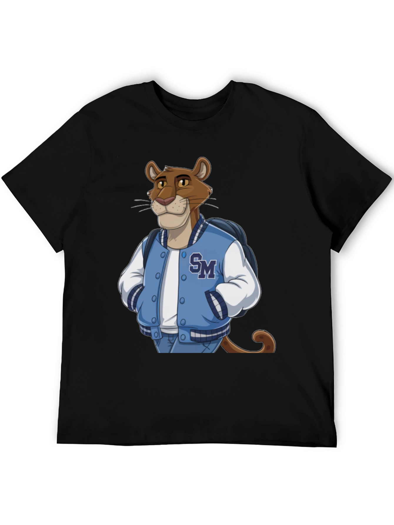 Cartoon Cougar College Jacket T-Shirt