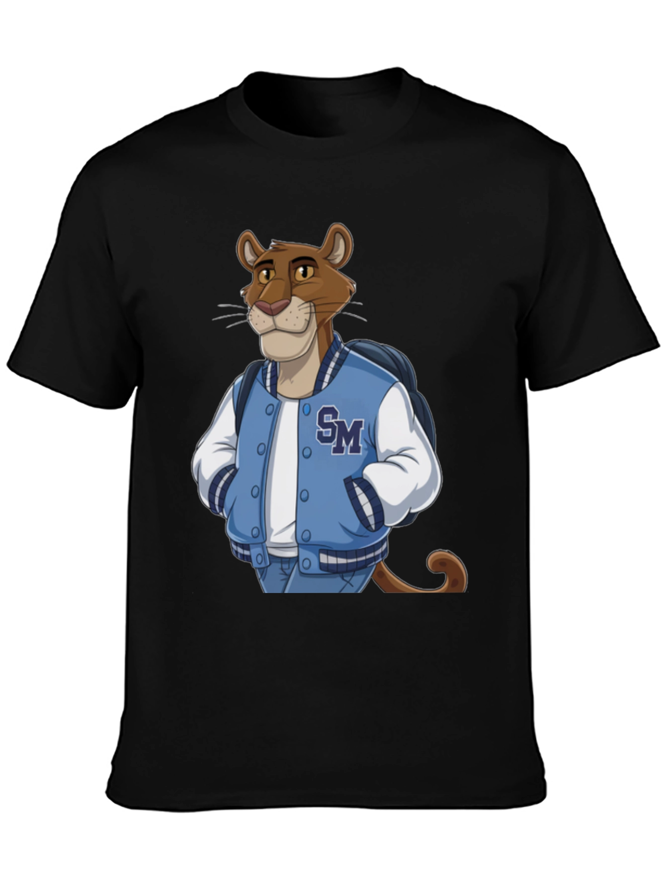 Cartoon Cougar College Jacket T-Shirt