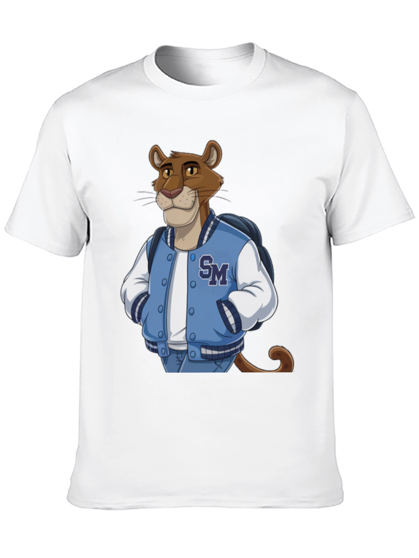 Cartoon Cougar College Jacket T-Shirt