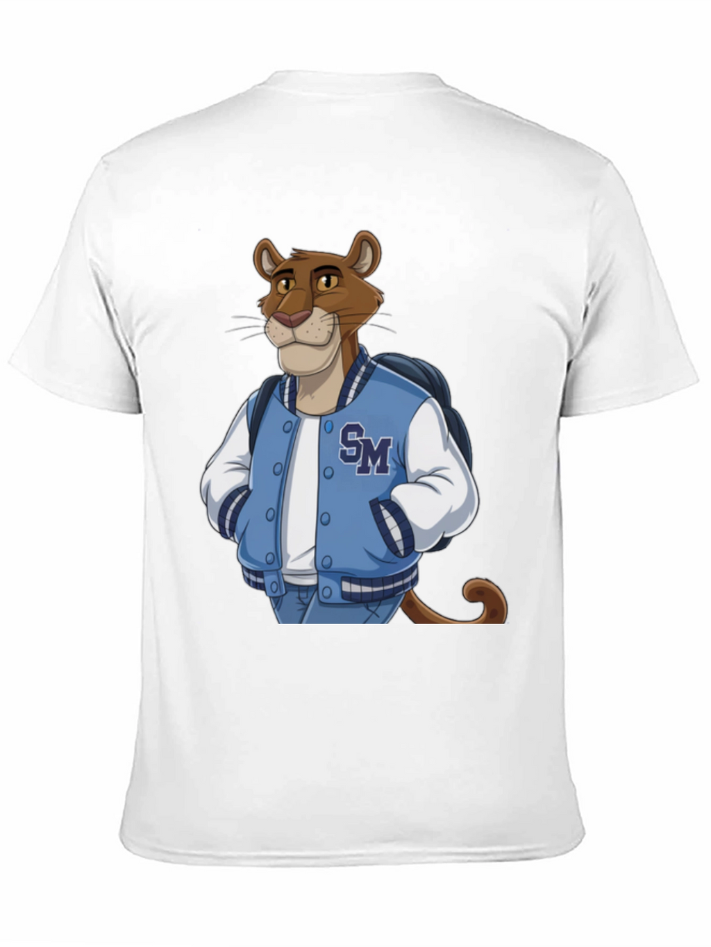 Cartoon Cougar College Jacket T-Shirt