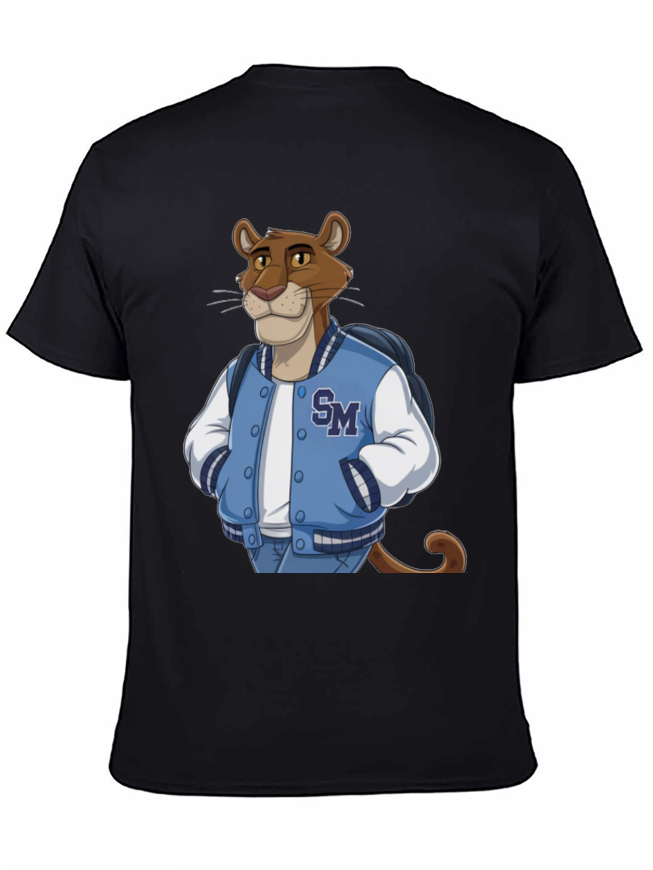 Cartoon Cougar College Jacket T-Shirt