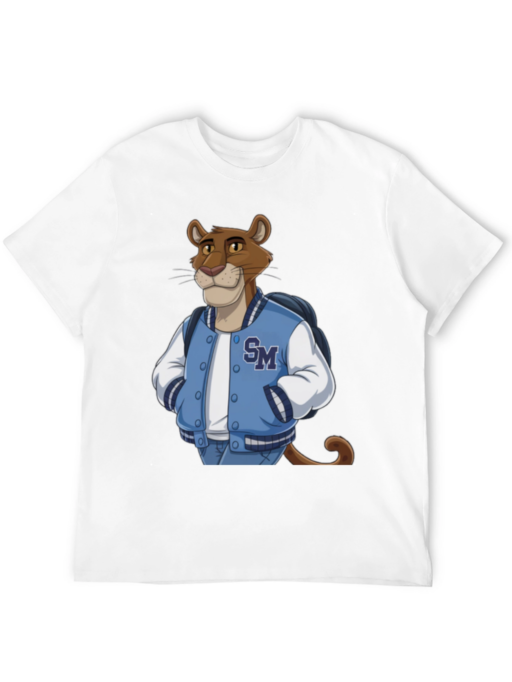 Cartoon Cougar College Jacket T-Shirt