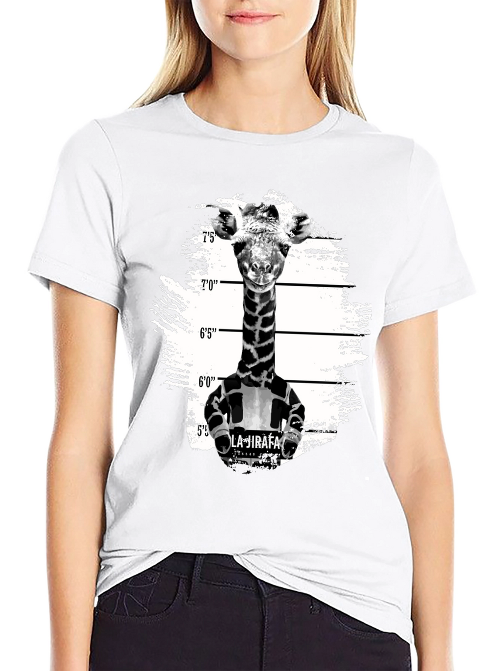 Giraffe Mugshot Graphic T-Shirt - Funny Animal Tee