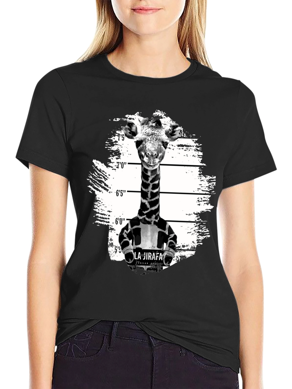 Giraffe Mugshot Graphic T-Shirt - Funny Animal Tee