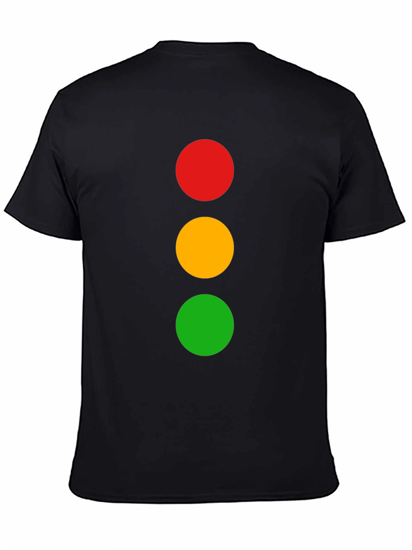 Traffic Light T-Shirt - Black Cotton Crew Neck Tee