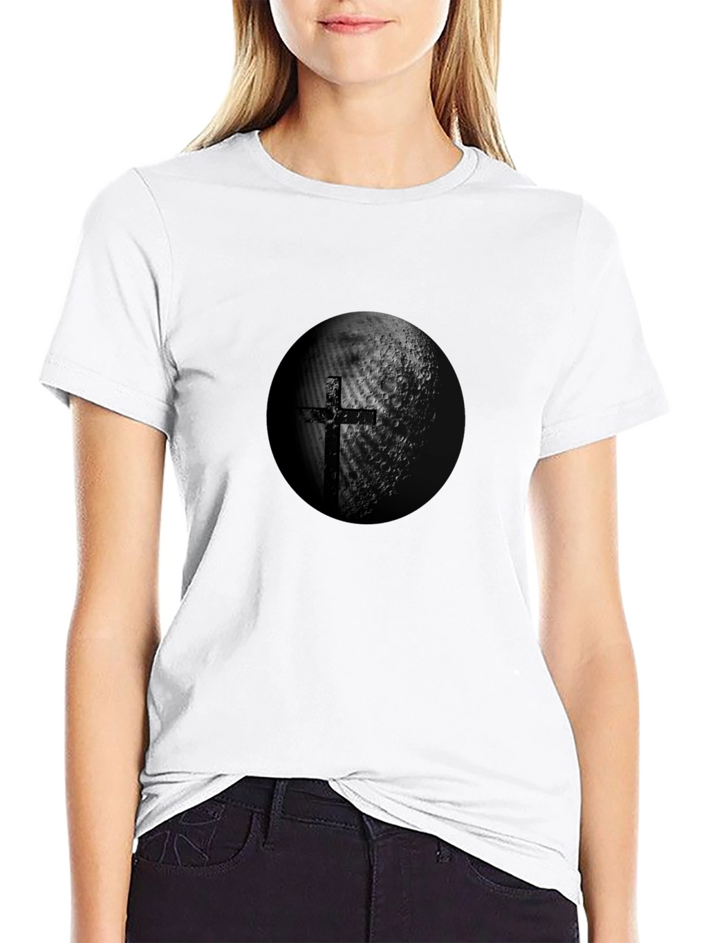 Cross & Moon Graphic Black T-Shirt