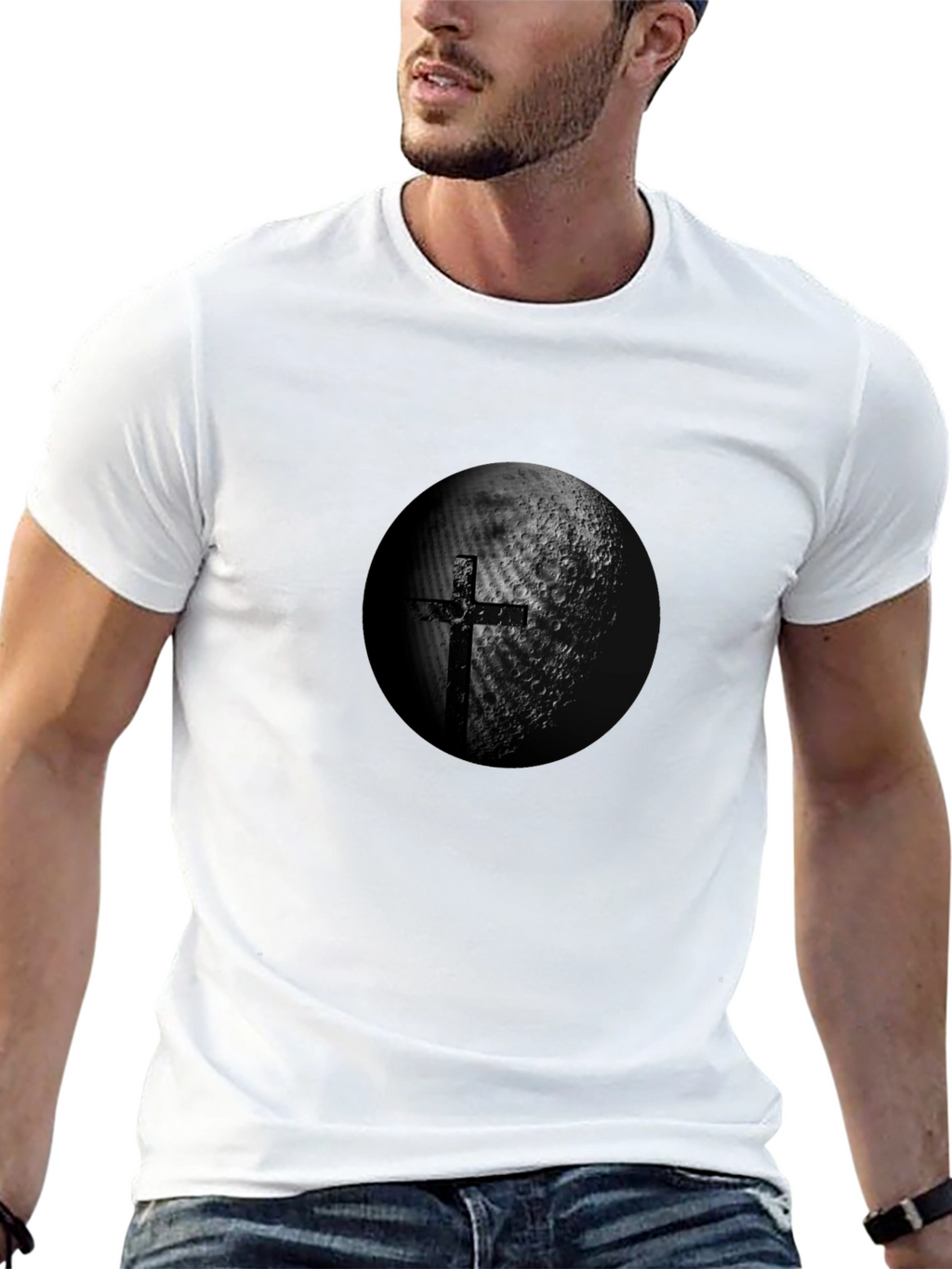 Cross & Moon Graphic Black T-Shirt
