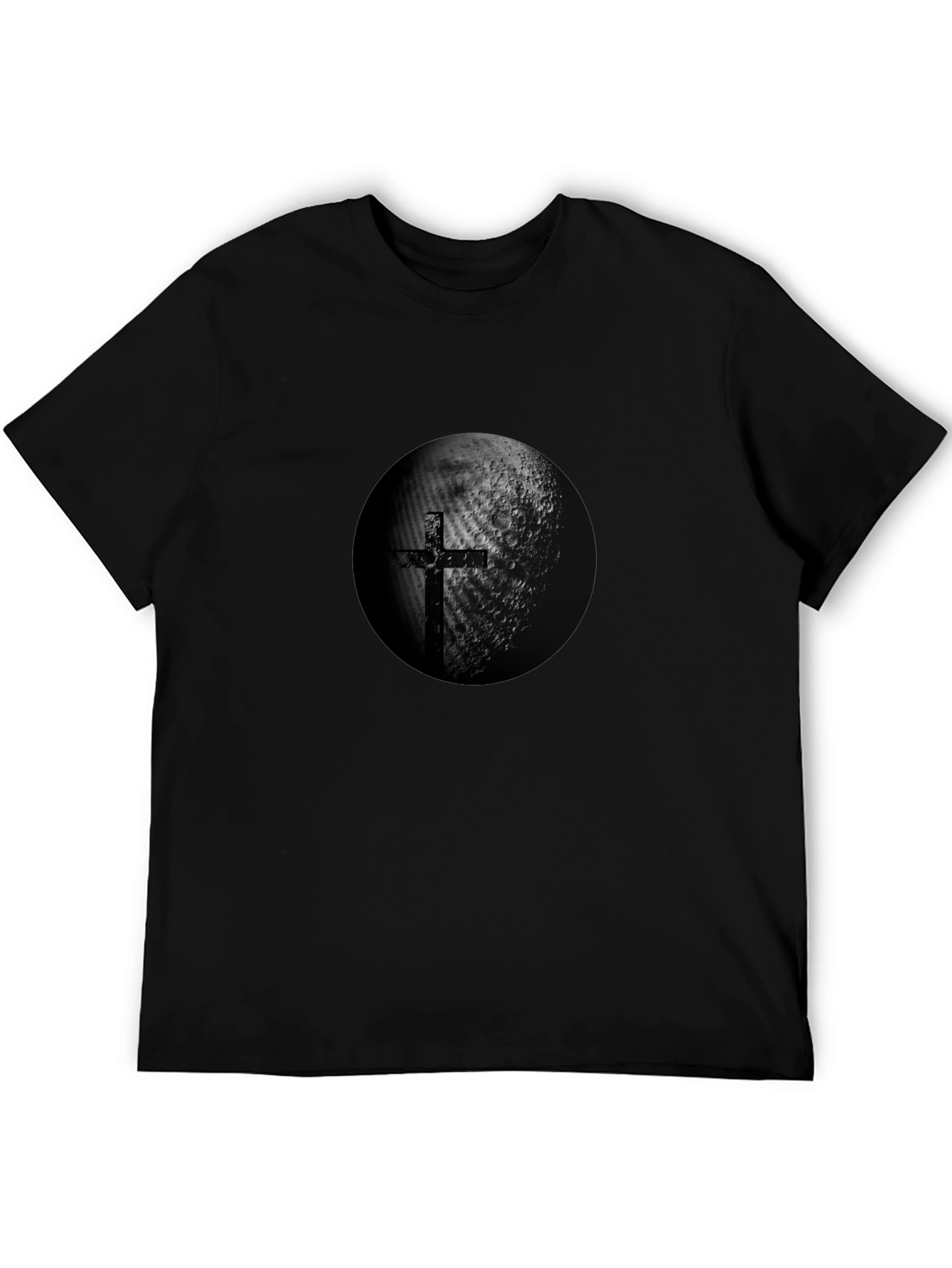 Cross & Moon Graphic Black T-Shirt